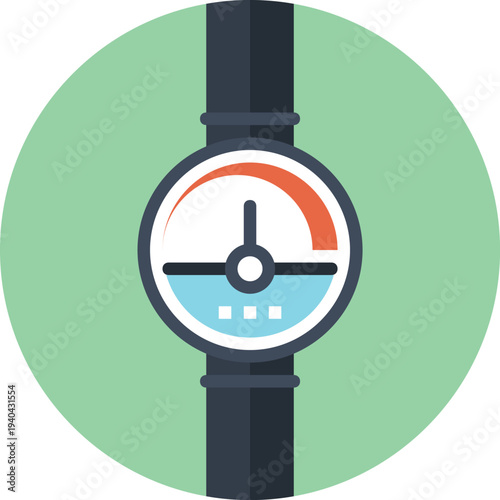 Modern pressure meter flat line vector illustration icon design concept. Icon for mobile and web graphics. Flat symbol, logo creative concept. Simple and clean flat pictogram