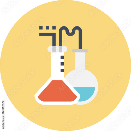 Modern chemical reaction flat line vector illustration icon design concept. Icon for mobile and web graphics. Flat symbol, logo creative concept. Simple and clean flat pictogram