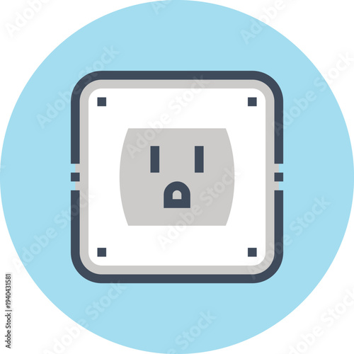 Modern electrical outlet flat line vector illustration icon design concept. Icon for mobile and web graphics. Flat symbol, logo creative concept. Simple and clean flat pictogram