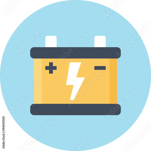 Modern accumulator flat line vector illustration icon design concept. Icon for mobile and web graphics. Flat symbol, logo creative concept. Simple and clean flat pictogram