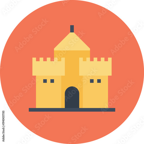 Modern sand castle flat line vector illustration icon design concept. Icon for mobile and web graphics. Flat symbol, logo creative concept. Simple and clean flat pictogram