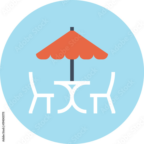 Modern cafe terrace flat line vector illustration icon design concept. Icon for mobile and web graphics. Flat symbol, logo creative concept. Simple and clean flat pictogram