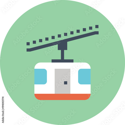 Modern cableway flat line vector illustration icon design concept. Icon for mobile and web graphics. Flat symbol, logo creative concept. Simple and clean flat pictogram