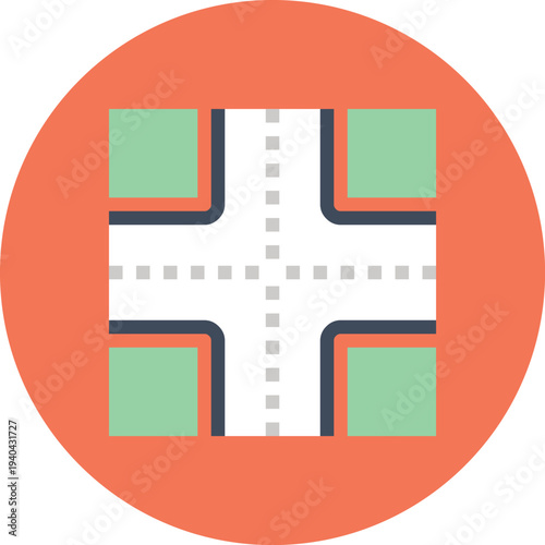 Modern crossroad flat line vector illustration icon design concept. Icon for mobile and web graphics. Flat symbol, logo creative concept. Simple and clean flat pictogram