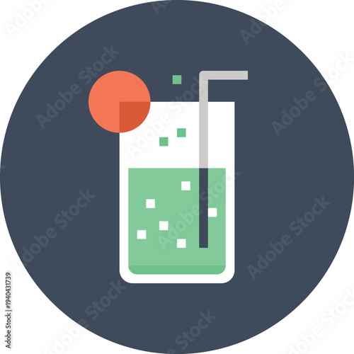 Modern cold drink flat line vector illustration icon design concept. Icon for mobile and web graphics. Flat symbol, logo creative concept. Simple and clean flat pictogram