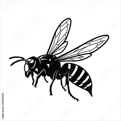 Striped wasp icon on white background vector illustration design concept