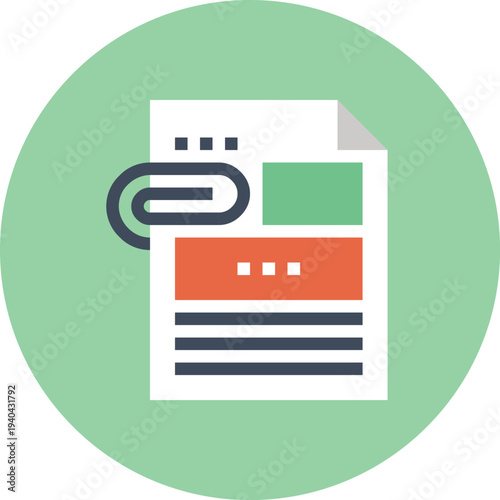 Modern attachment file flat line vector illustration icon design concept. Icon for mobile and web graphics. Flat symbol, logo creative concept. Simple and clean flat pictogram