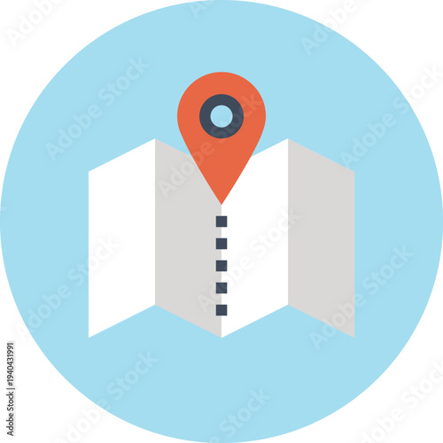 Modern map flat line vector illustration icon design concept. Icon for mobile and web graphics. Flat symbol, logo creative concept. Simple and clean flat pictogram
