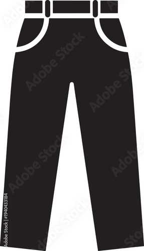 Simple illustration of black pants with belt and pockets