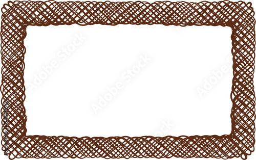 A decorative brown chocolate wicker frame a superior pattern and unique design on a white background