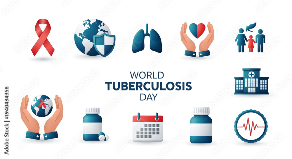 Fototapeta premium Tuberculosis awareness campaign symbols and icons.