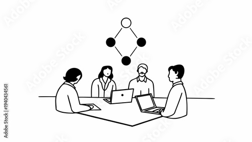 A team of professionals holds a brainstorming session to discuss a new business strategy