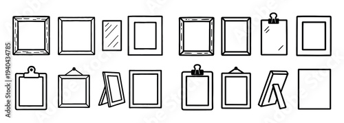 Frame icons with picture clipboard easel minimal