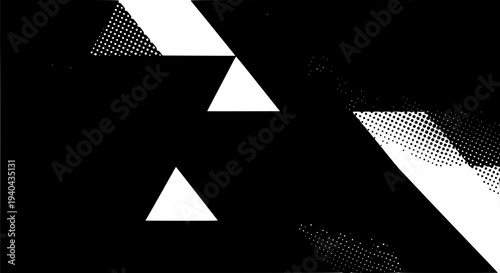 Triangles abstract geometric set with halftone effects featuring triangle, shapes, black with white and design elements