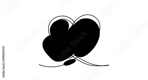 Hearts doodle drawn by hand with grunge scrawls and overlapping lines featuring love, romance, valentine with sketch