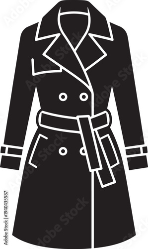 Double breasted belted trench coat with lapels and cuffs