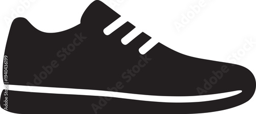Side view of a sneaker shoe with laces and sole