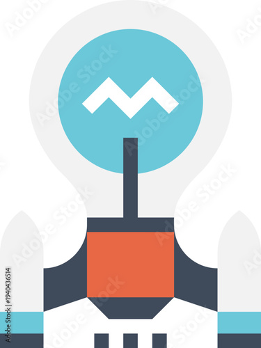 Modern light bulb flat line vector illustration icon design concept.