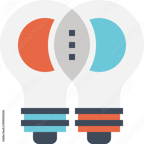 Modern light bulb flat line vector illustration icon design concept.