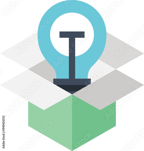 Modern light bulb flat line vector illustration icon design concept.
