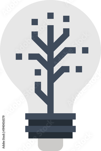 Modern light bulb flat line vector illustration icon design concept.
