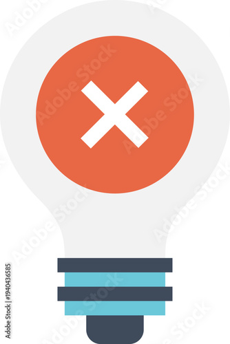 Modern light bulb flat line vector illustration icon design concept.