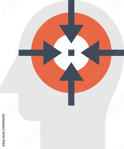 Modern concentration flat line vector illustration icon design concept. Icon for mobile and web graphics. Flat symbol, logo creative concept. Simple and clean flat pictogram