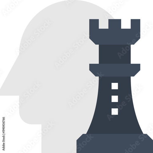 Modern strategic thinking flat line vector illustration icon design concept. Icon for mobile and web graphics. Flat symbol, logo creative concept. Simple and clean flat pictogram