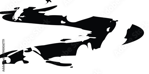 Grunge Brush Stroke Waves, Black Paint Splashes for Creative Design Projects