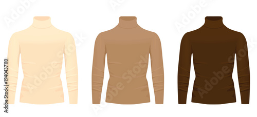 Brown roll neck shirt. vector illustration