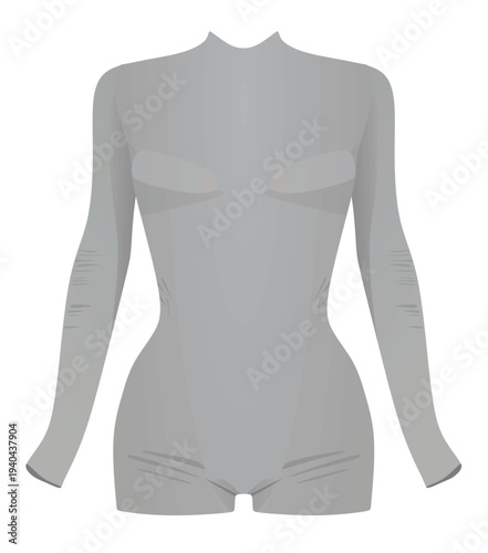 Grey long sleeve bodycon. vector