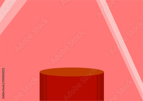 Pink Themed Background with a red Cylinder-shaped Stage for product placement