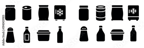 Kitchen icons with jar bottle shaker minimal