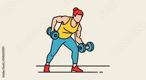 Man Lifting Dumbbells in Gym.