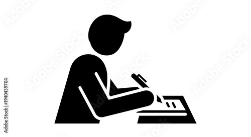 Man Writing on Clipboard Silhouette 1.