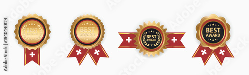 Made in Swiss badges. Patriot proud label stamp, Swiss flag and national symbols, Swiss patriotic emblems vector set. Swiss product stickers, national independence day 1th August badges