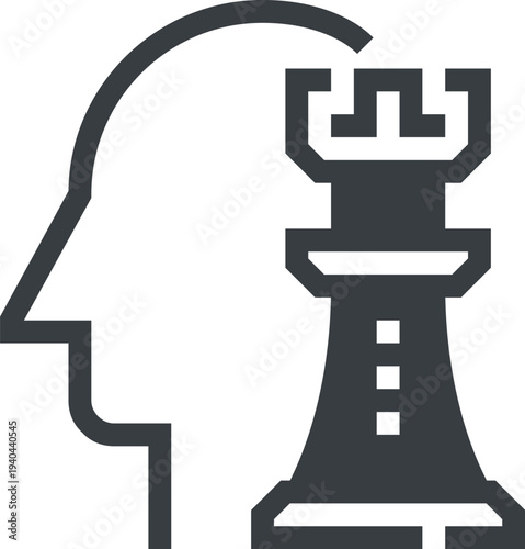 Modern strategic thinking flat line vector illustration icon design concept. Icon for mobile and web graphics. Flat symbol, logo creative concept. Simple and clean flat pictogram