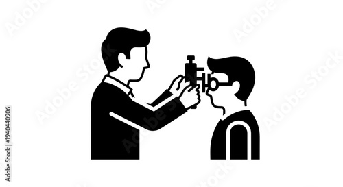 Optometrist Examining Patients Eyes.