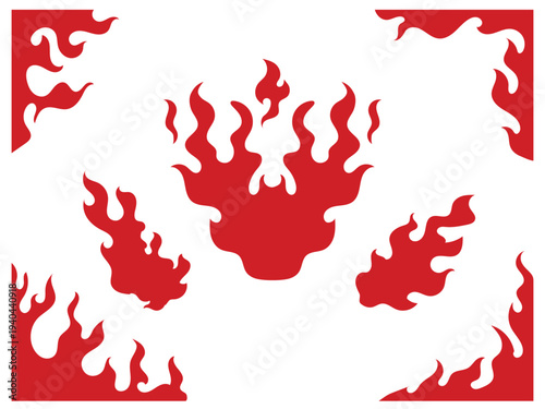 Fire frame, corner frame flame, fire flames decoration