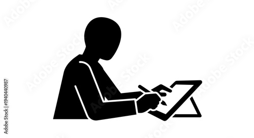 Person Drawing on Digital Tablet.