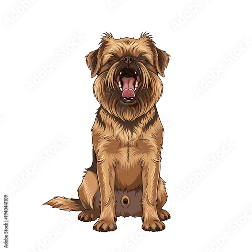 Yawning dog sitting illustration