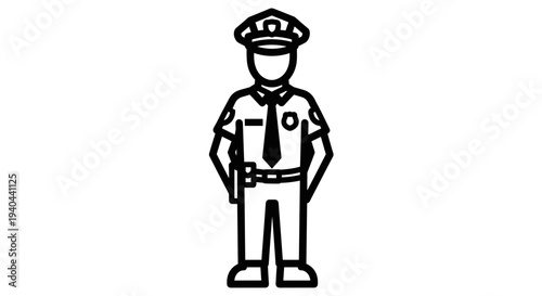 Police Officer Standing Illustration.