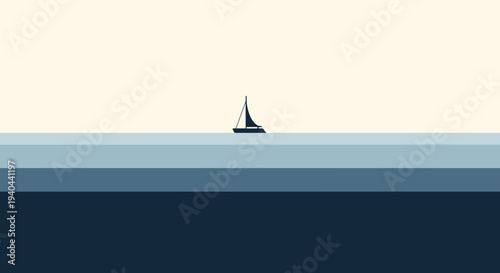 Sailboat on Calm Ocean Waters.