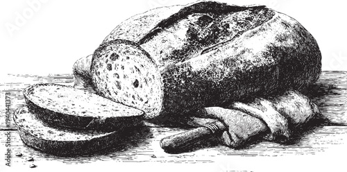 Classic loaf of bread (Somun) illustration on a white background. This vector illustration can be used in any size you like for advertising, logos, and other work.
