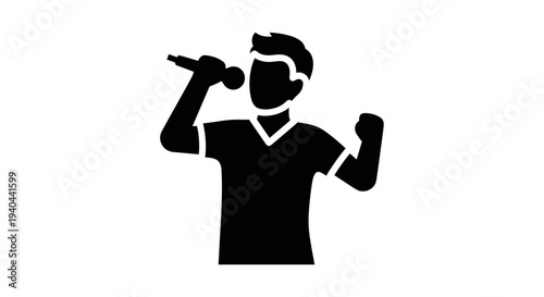 Singer Holding Microphone Silhouette.