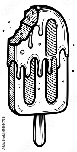 Melting ice cream popsicle icon