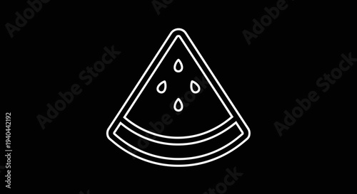 Watermelon Slice Line Art Illustration.