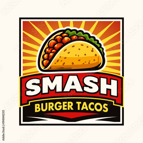 Smash burger taco logo vector