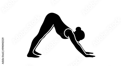 Woman Doing Downward Dog Yoga Pose.