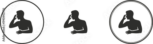 Man stomach pain icon showing abdominal ache indigestion nausea and digestive discomfort symbol for medical health care and clinic design